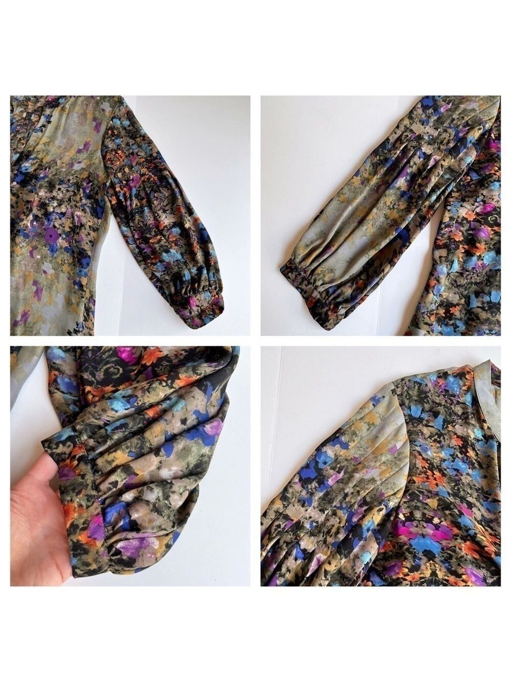 Parker Abstract Floral Print Silk Blouse - Picture 8 of 12